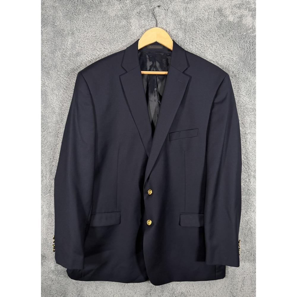 Lauren Ralph Lauren Blazer 48L Navy Blue Wool Gold Buttons Sport Coat Jacket